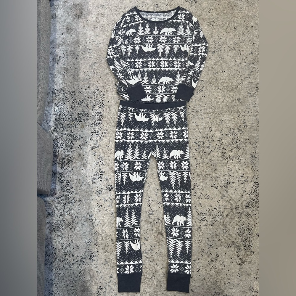 Christmas Thermal-Knit Printed Pajama Set